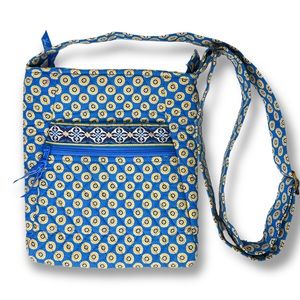 Vera Bradley Riviera Blue Crossbody Hipster Purse Bag Adjustable Strap Print